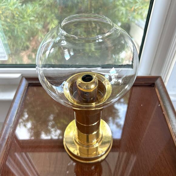 Vintage MCM FOHL Spring Fed Brass Candle Holder With Glass Shade - W. Germany - Picture 2 of 14